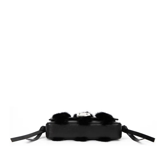 Brandon Blackwood Medium Nia Bag- Black Hard Leather W/ Black Mink - Picture 6 of 6